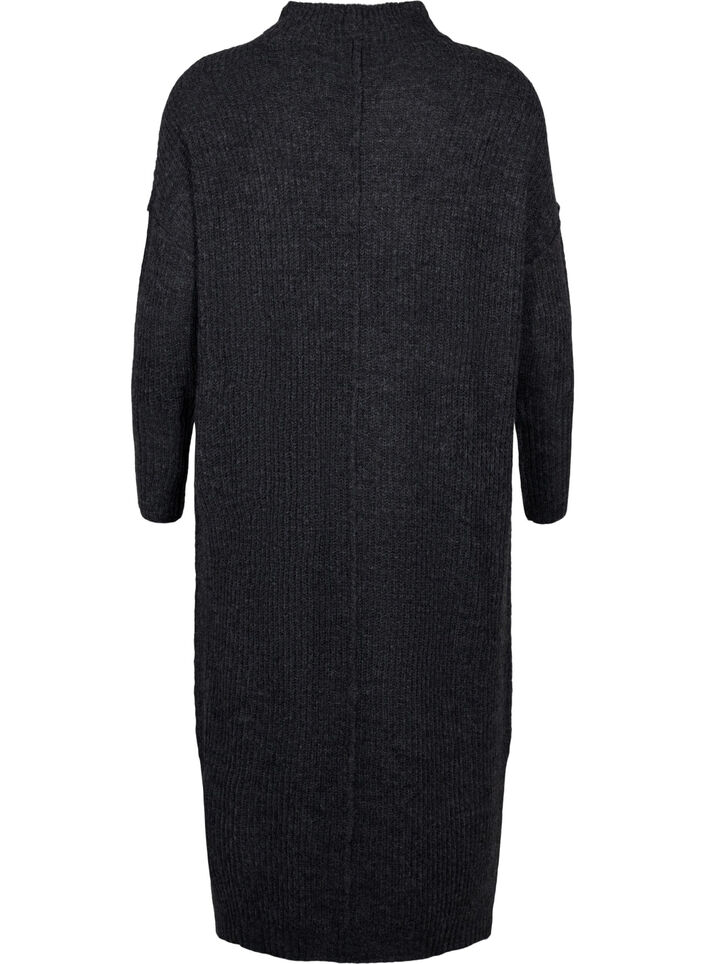 Langes, &uuml;bergro&szlig;es Strickkleid mit Schlitz, Grau, Packshot image number 1