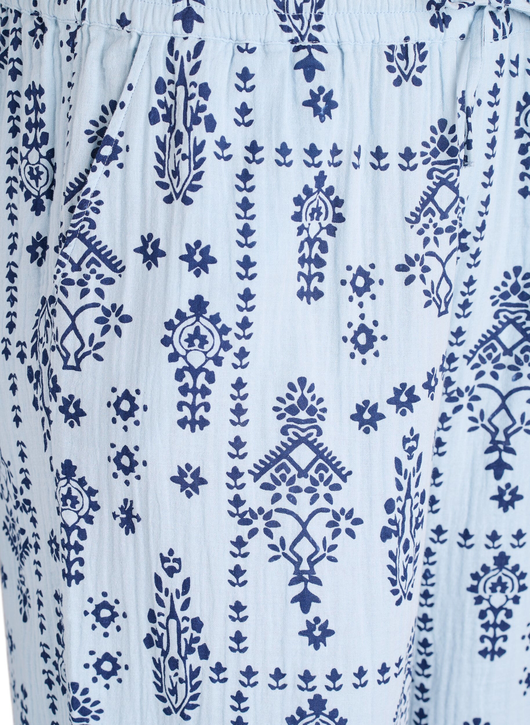 Zizzi Lockere Hose aus Baumwollmusselin mit Punkten, Blau, Packshot image number 2