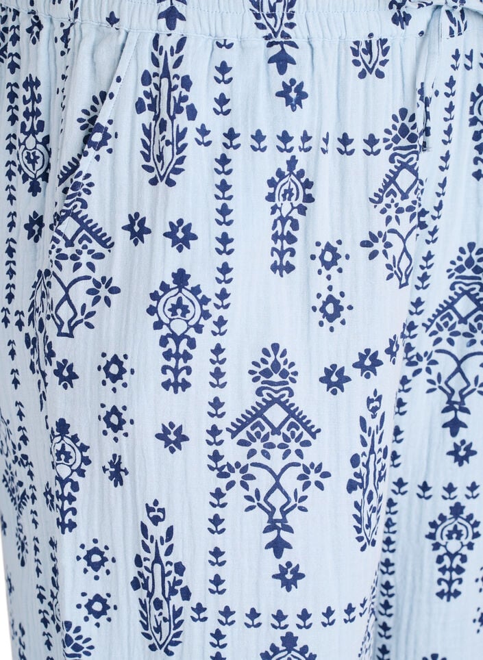 Lockere Hose aus Baumwollmusselin mit Punkten, Blau, Packshot image number 2