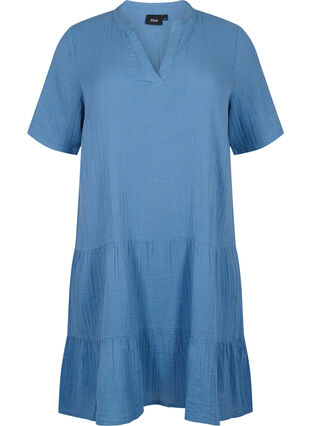 Kurzarmkleid aus 100 % Baumwolle, Moonlight Blue, Packshot image number 0