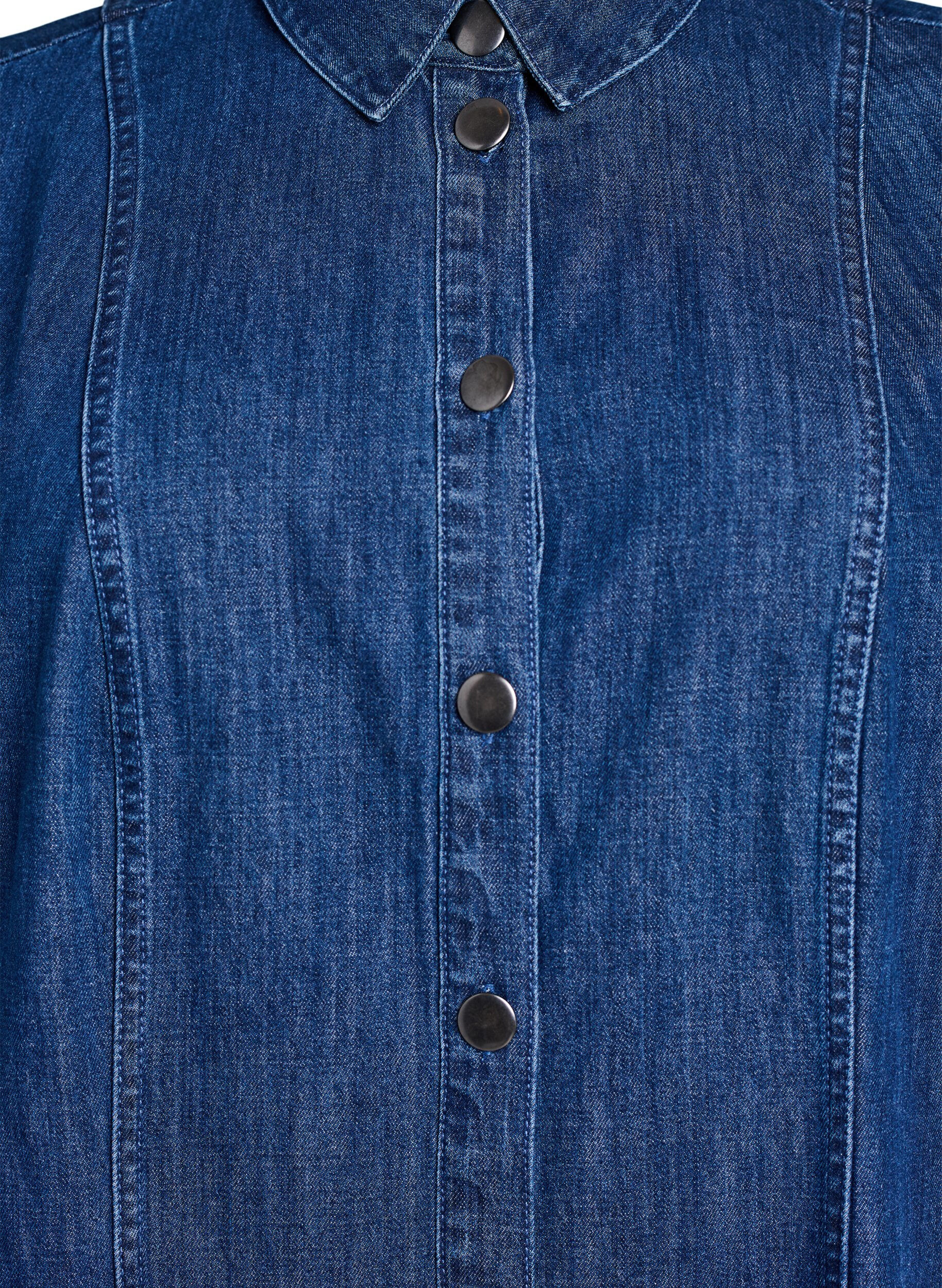 Zizzi Midi-langes jeanshemdkleid, Blau, Packshot image number 2
