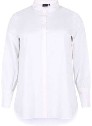 Langes Baumwollhemd, Bright White, Packshot image number 0