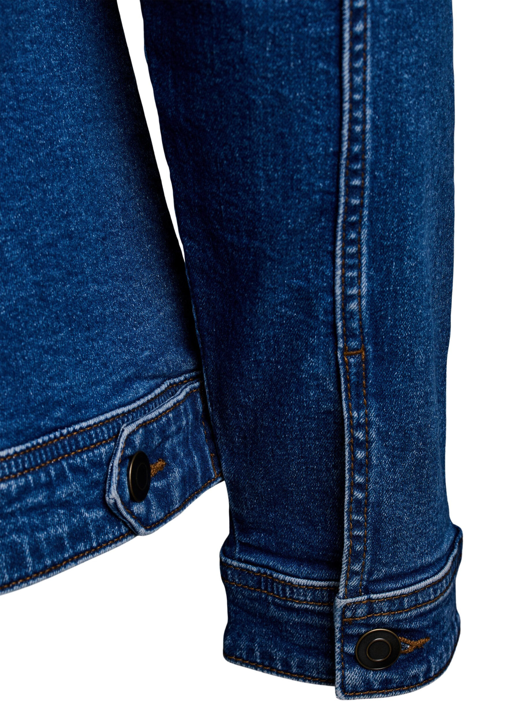 Zizzi Jeansjacke im klassischen Schnitt, Blau, Packshot image number 3