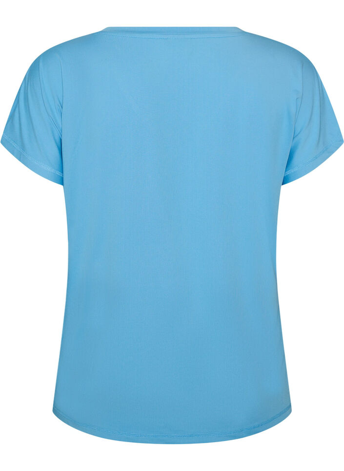 Lockeres Trainings-T-Shirt mit V-Ausschnitt, Blau, Packshot image number 1