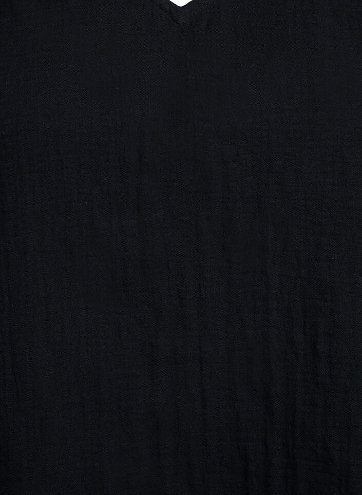 &Auml;rmelloses Oberteil aus Baumwollmusselin mit R&uuml;schen, Schwarz, Packshot image number 2