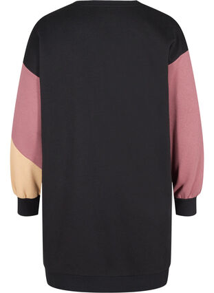 Langes Sweatshirt mit Colourblock, Black Color Block, Packshot image number 1