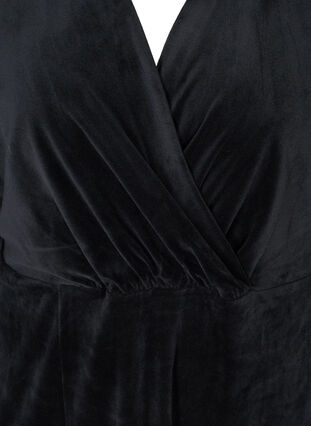 Langarm Midikleid aus Velour, Black, Packshot image number 2