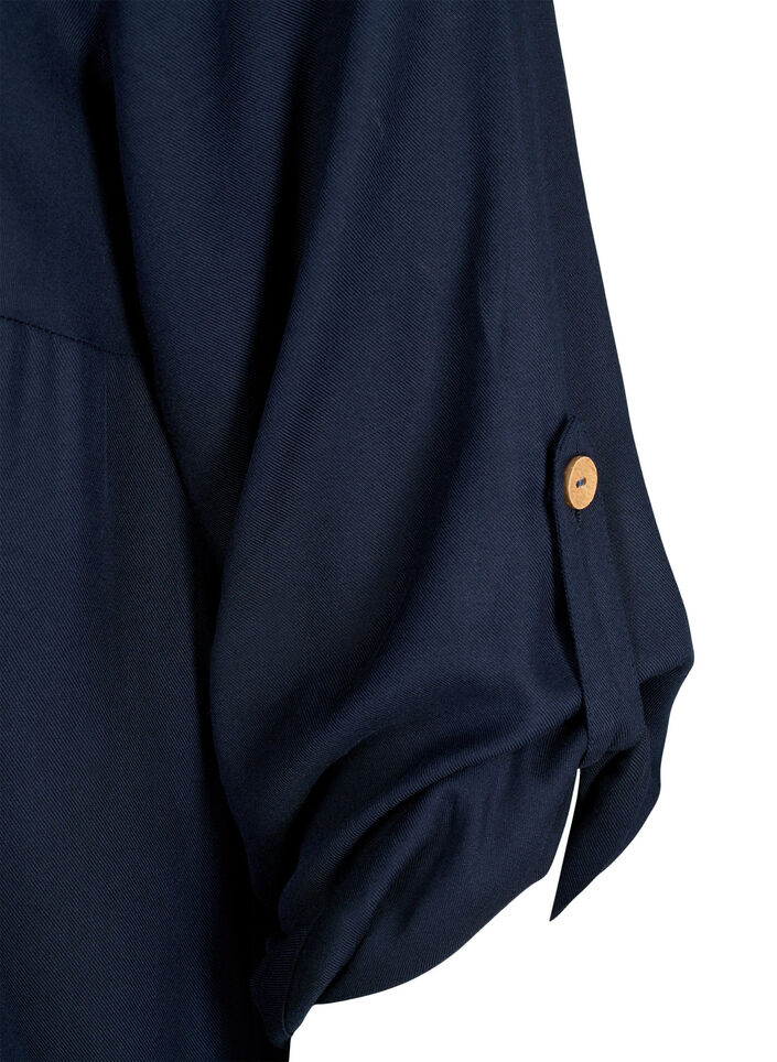 Viskose-Tunika mit Kapuze, Navy Blazer, Packshot image number 3