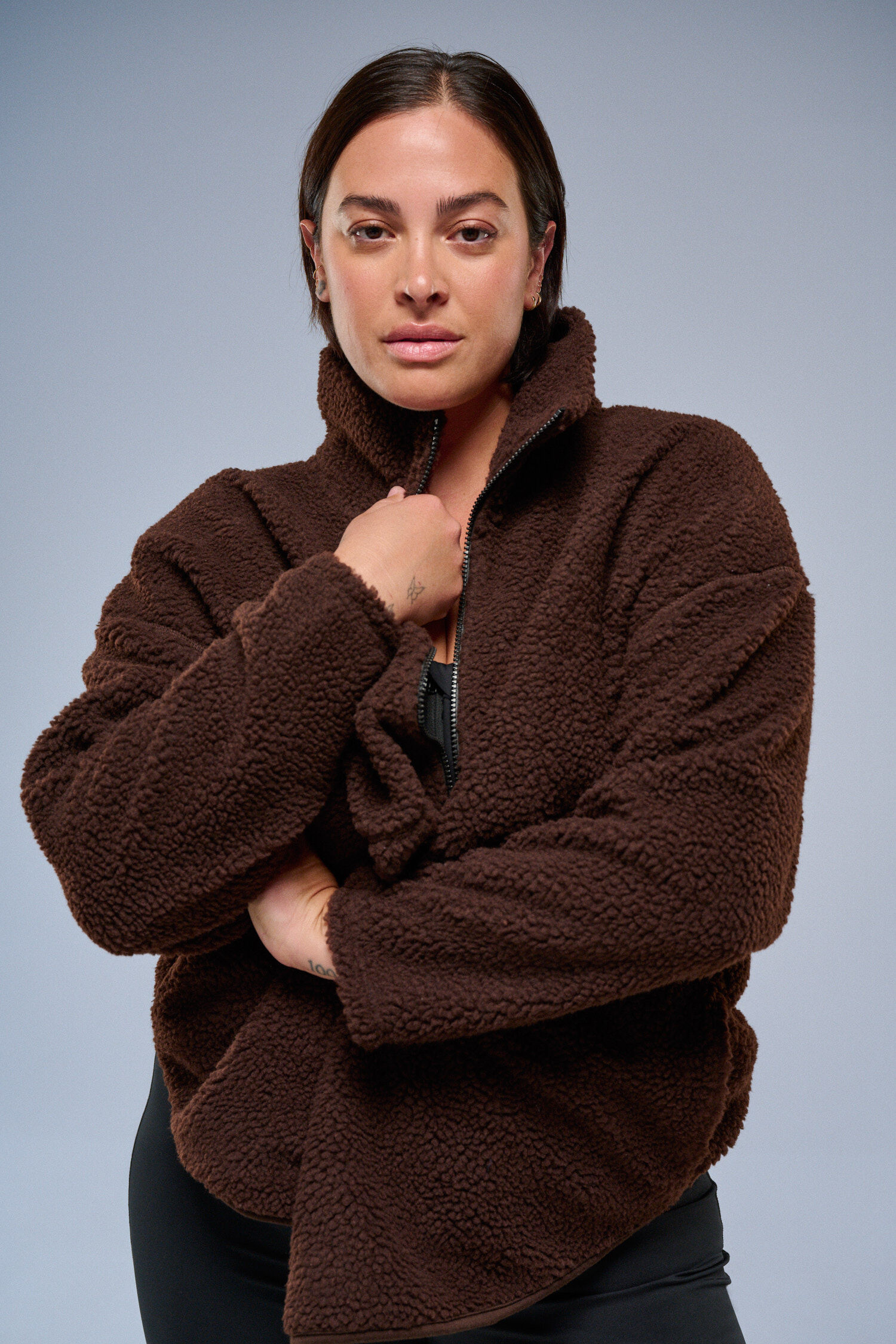 Zizzi Fleecejacke in Braun, , Model