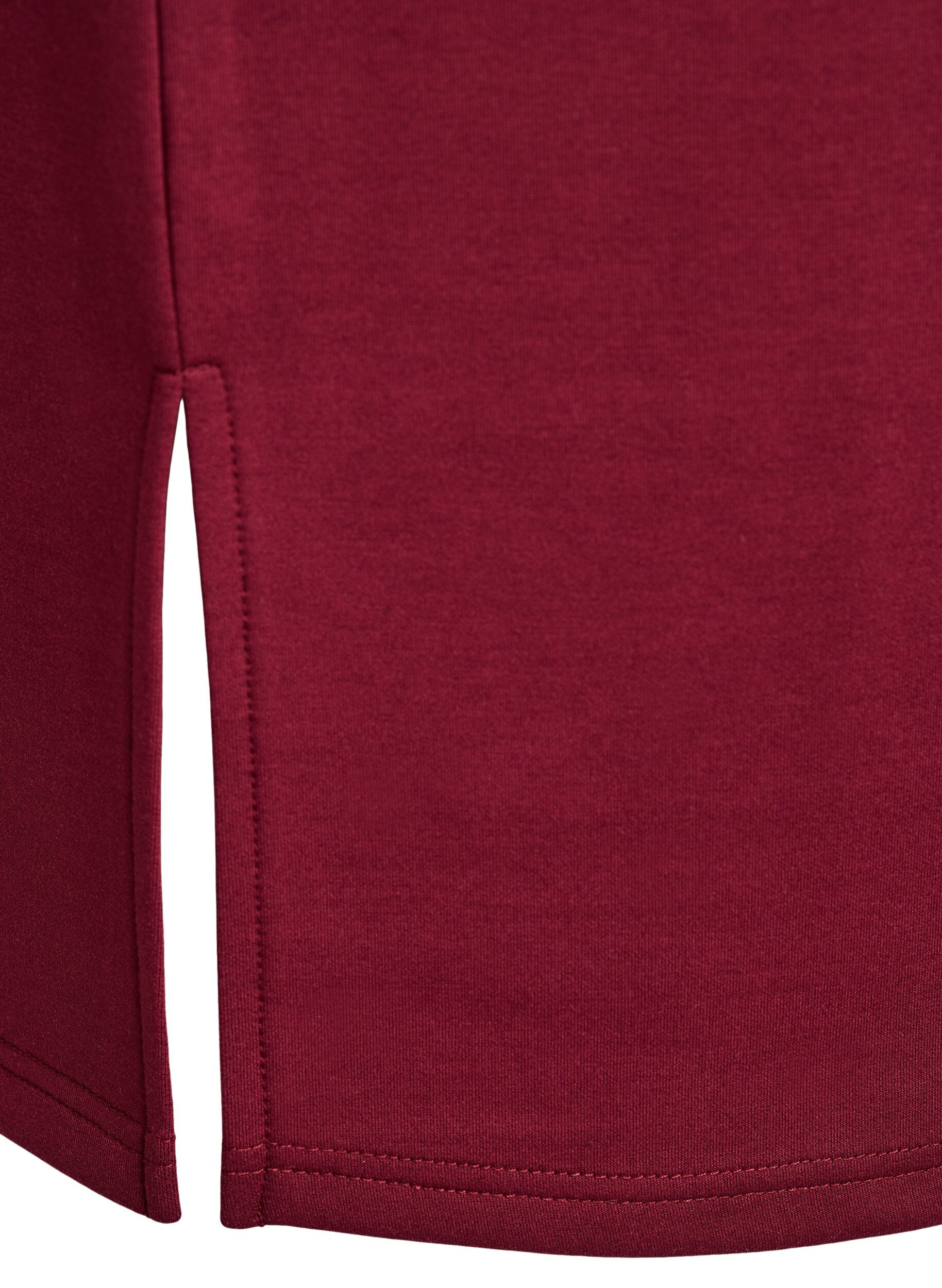 Zizzi Kurzes Sweatshirtkleid mit hohem Kragen und Rei&szlig;verschluss, Dunkles Bordeaux, Packshot image number 3