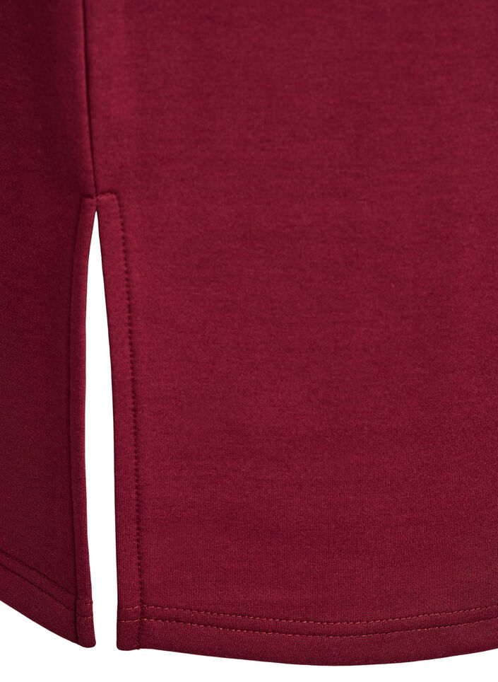 Kurzes Sweatshirtkleid mit hohem Kragen und Reißverschluss, Dunkles Bordeaux, Packshot image number 3