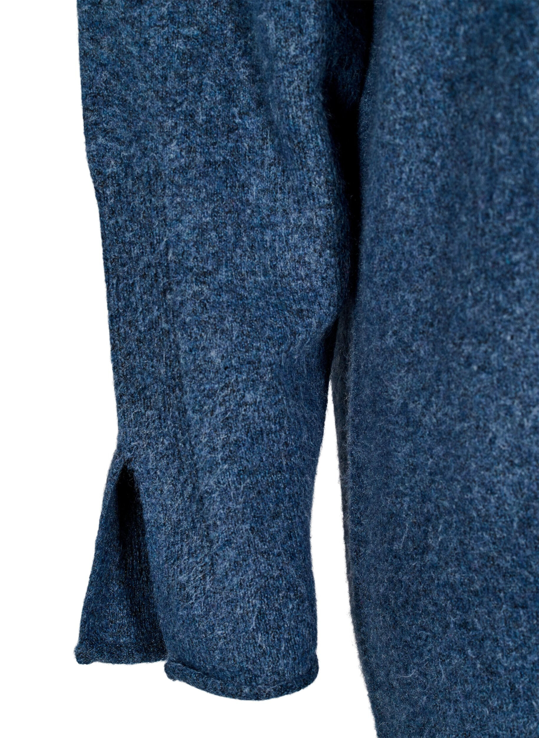 Zizzi Strickkleid mit Schlitzen, Bering Sea Mel., Packshot image number 3