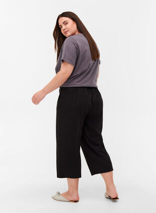 Einfarbige Culotte-Hose mit Taschen, Black, Model image number 1