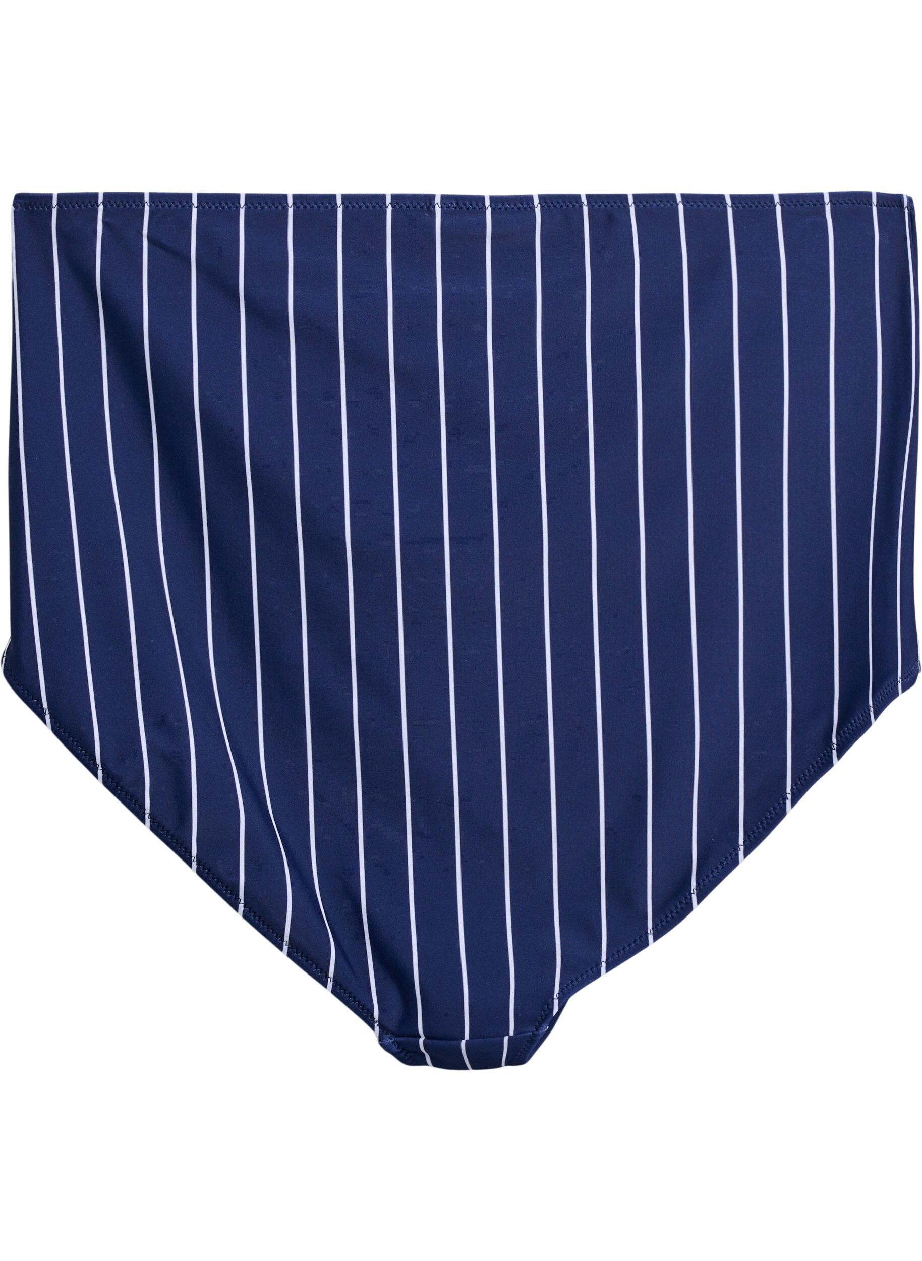 Zizzi Bikini-Slip mit Print und hoher Taille, Blau, Packshot image number 1