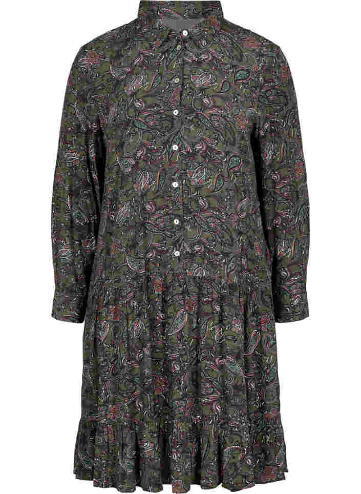 Hemdkleid aus Viskose mit Paisley-Print, Green Paisley AOP, Packshot image number 0