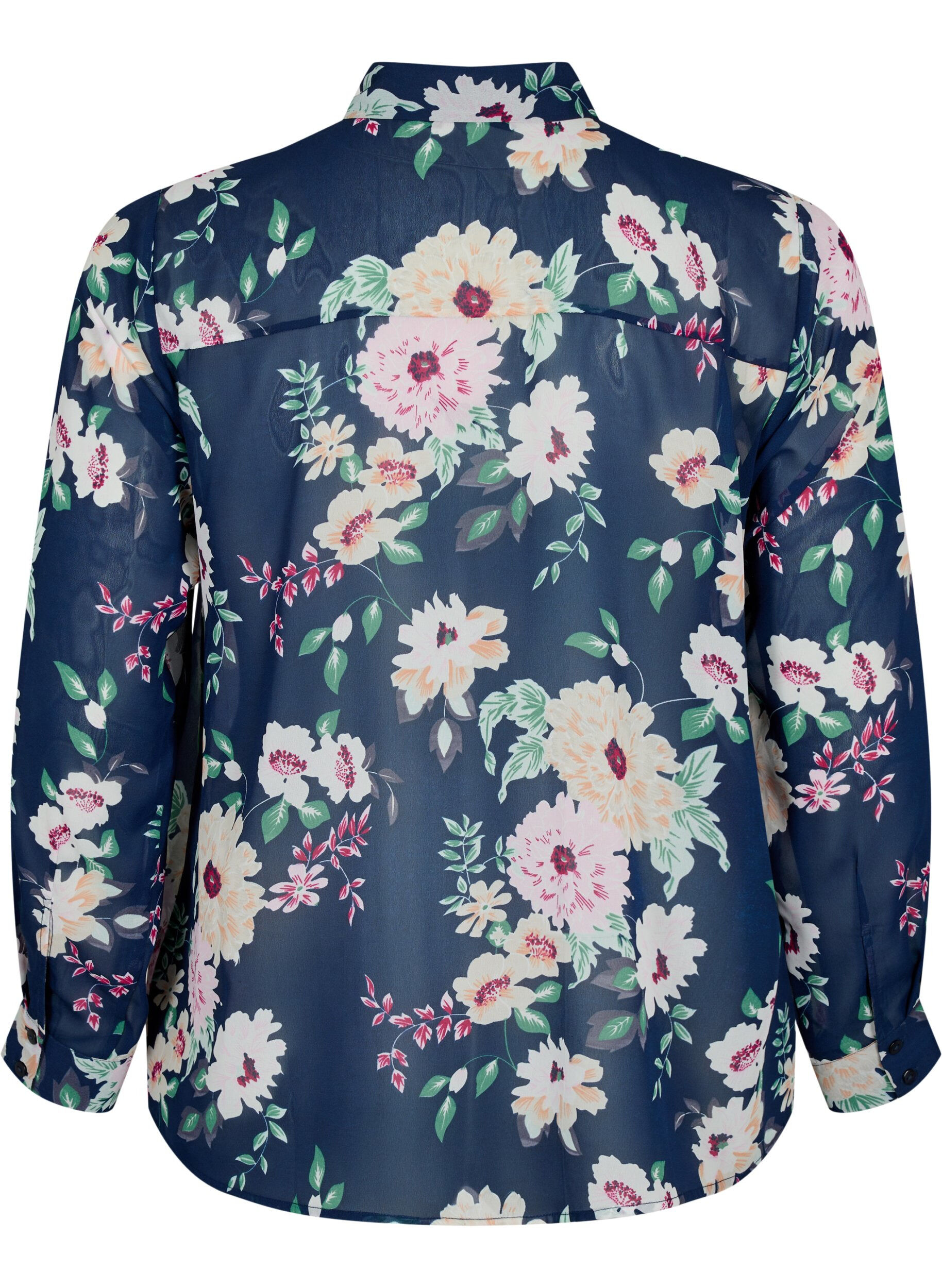 Zizzi FLASH - Lang&auml;rmeliges Hemd mit Blumenprint, Navy Flower, Packshot image number 1