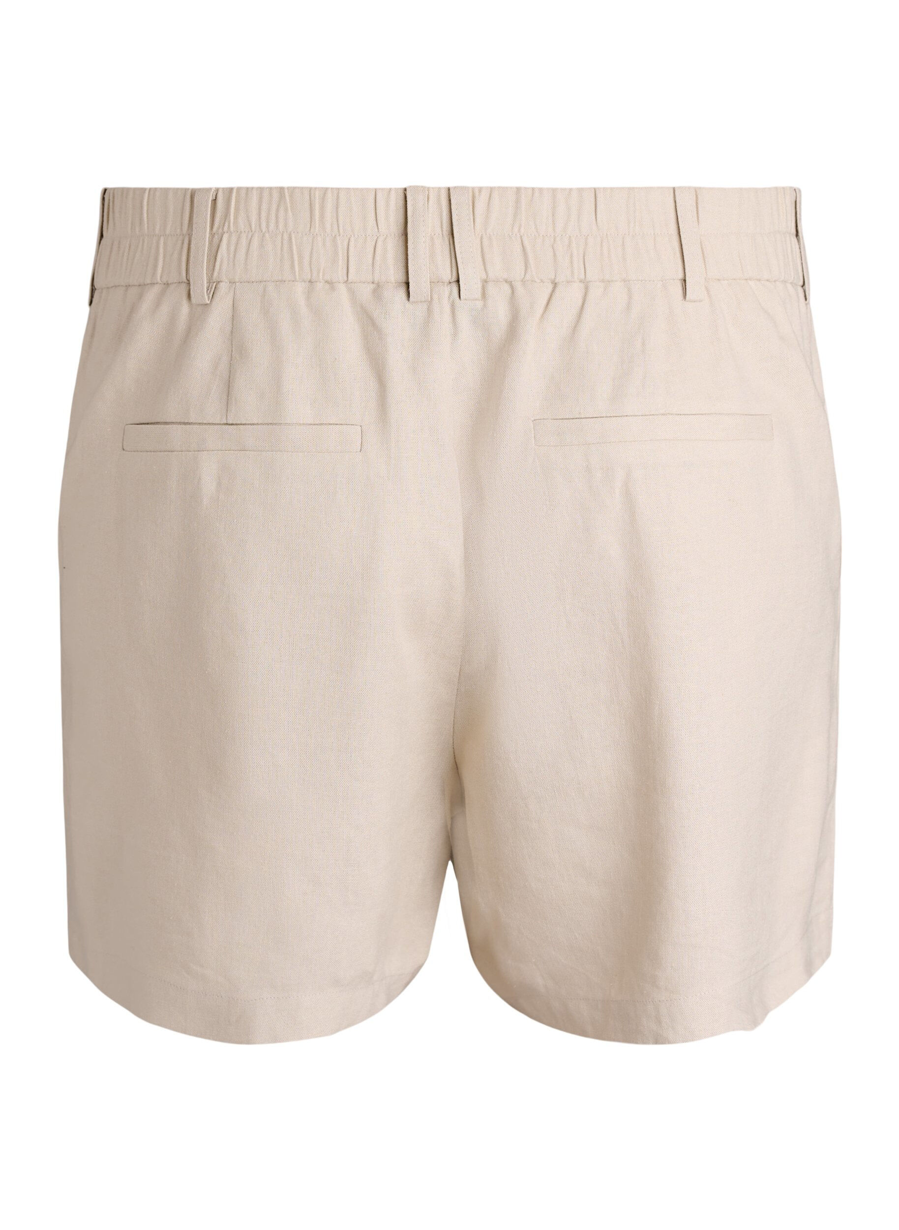 Zizzi Hoch taillierte Bermudashorts aus Leinen und Viskose, Beige, Packshot image number 1