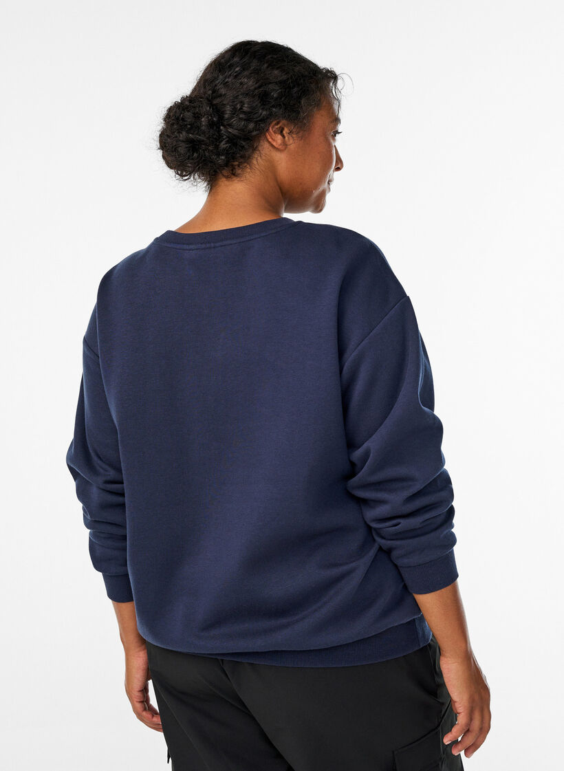 Sweatshirt mit Statement-Detail, Blau, Model
