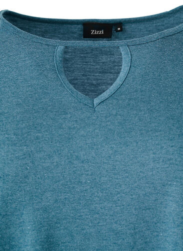 Melange-Bluse mit langen Ärmeln, Legion Blue Mel., Packshot image number 3