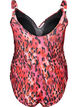 Badeanzug mit Print und Wickeleffekt, Red Leopard AOP, Packshot image number 1