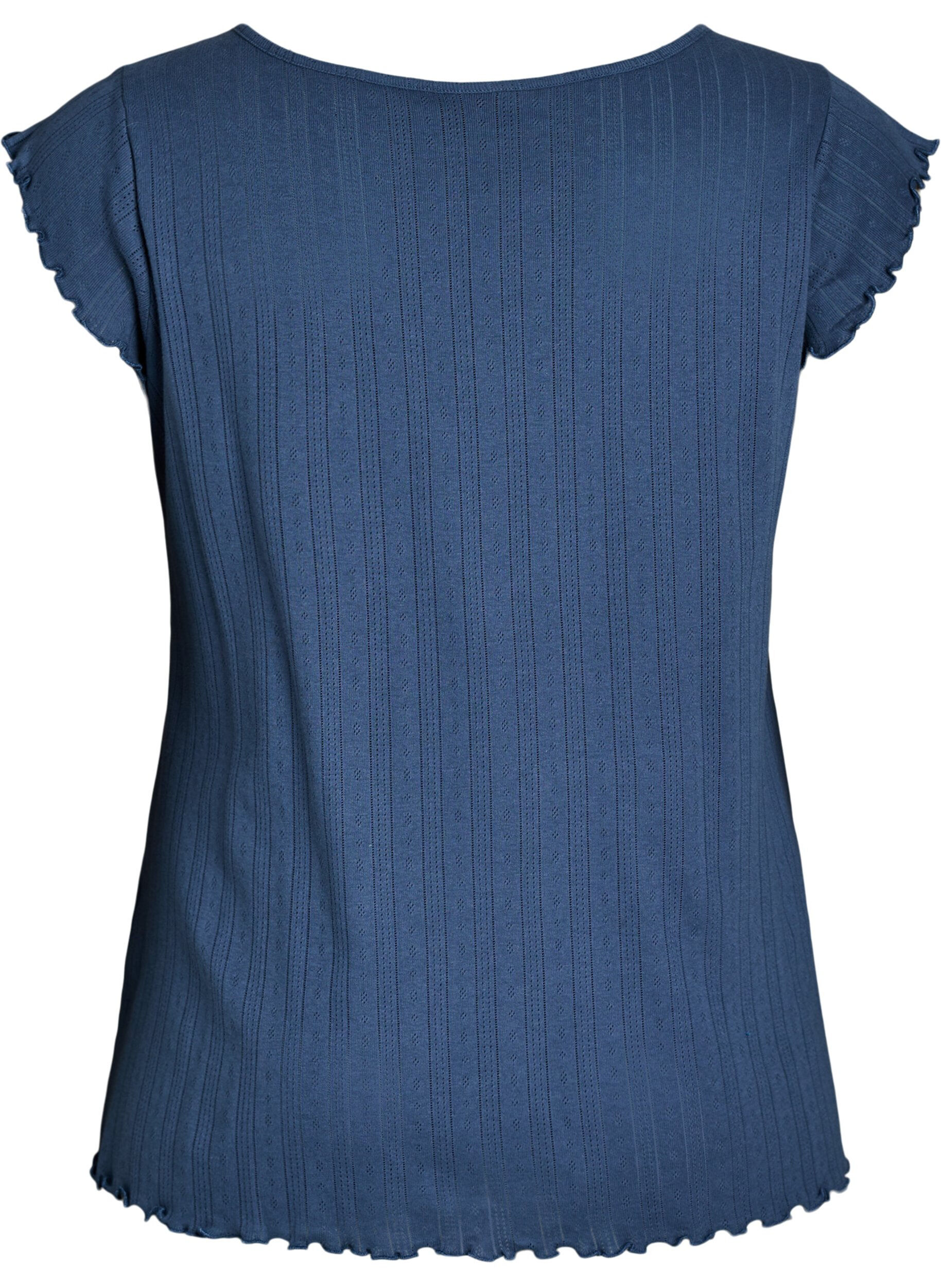 Zizzi Bio-Baumwoll-Pyjamaoberteil mit Fl&uuml;gel&auml;rmeln, Blau, Packshot image number 1