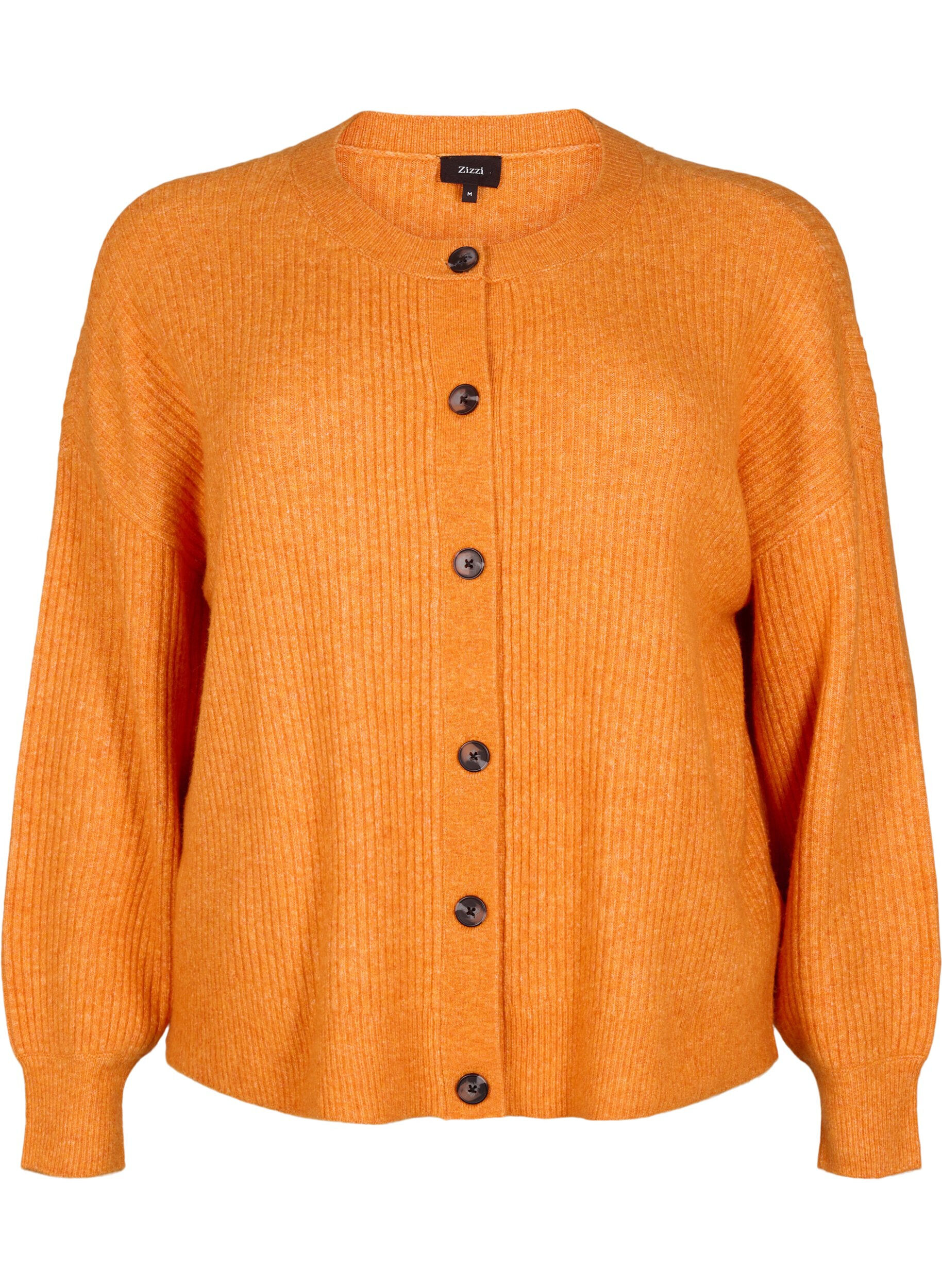 Zizzi Rippenstrick Strickjacke mit Kn&ouml;pfen, Orange, Packshot image number 0