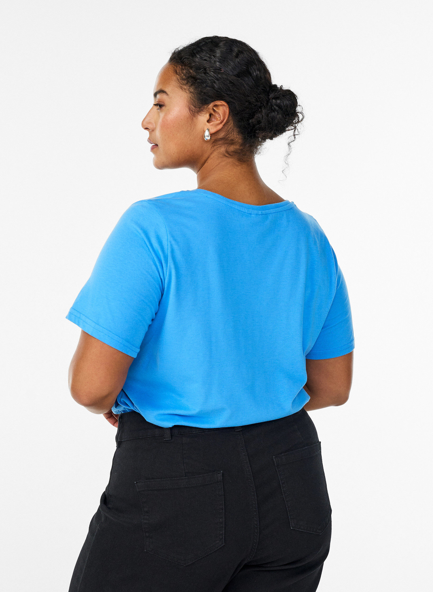 Zizzi FLASH - T-Shirt mit Print., Blau, Model image number 2