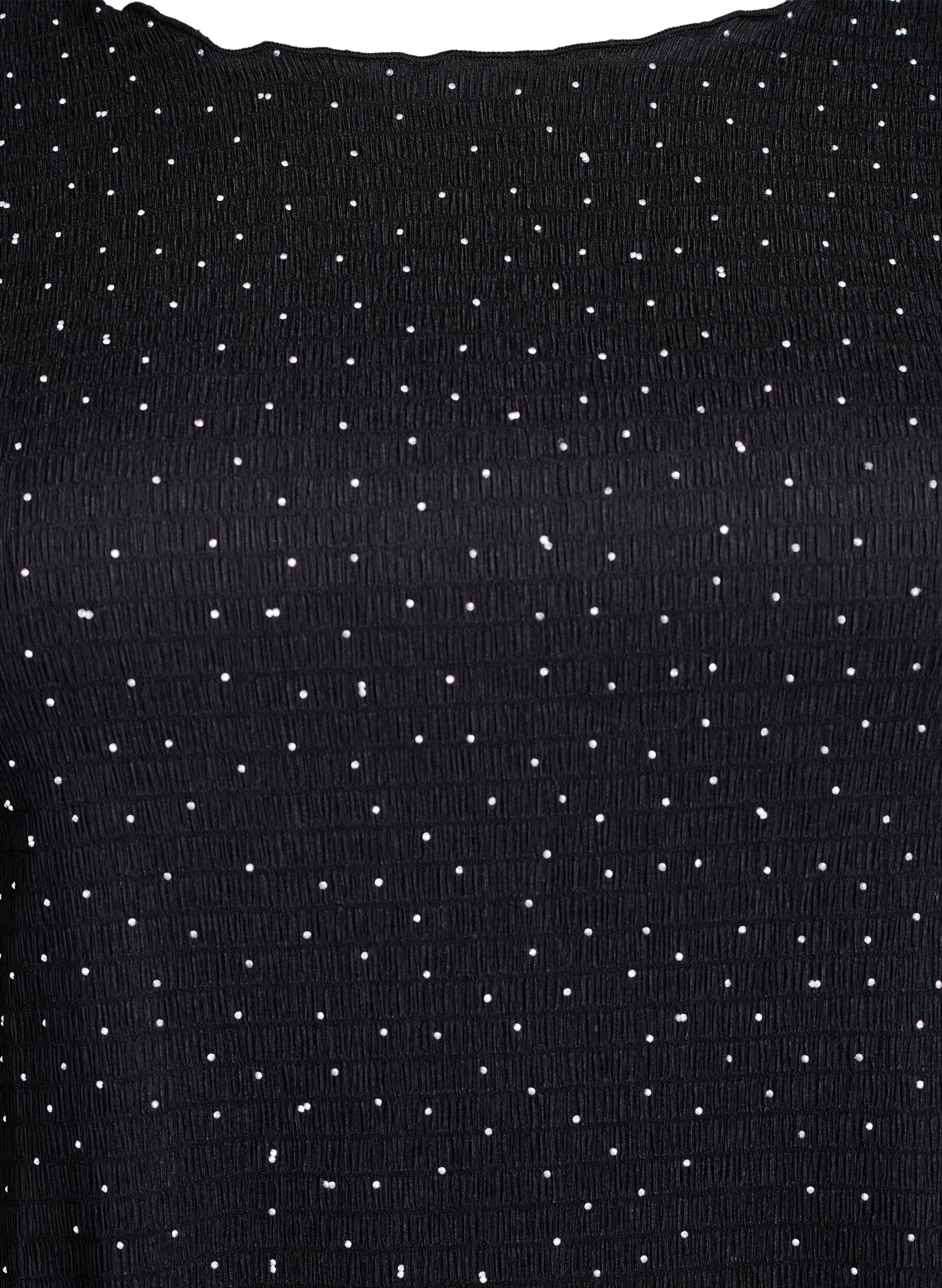 Zizzi Kleid mit Strasssteinen und Bogenkanten, Schwarz, Packshot image number 2