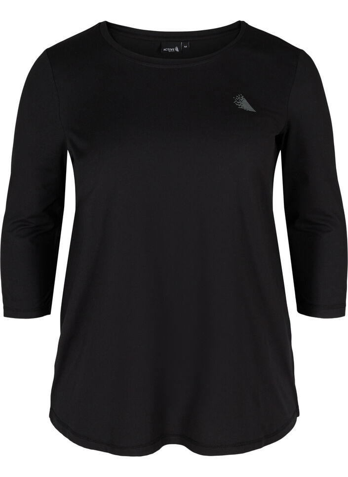 Trainingsshirt mit 3/4-&Auml;rmeln, Schwarz, Packshot image number 0