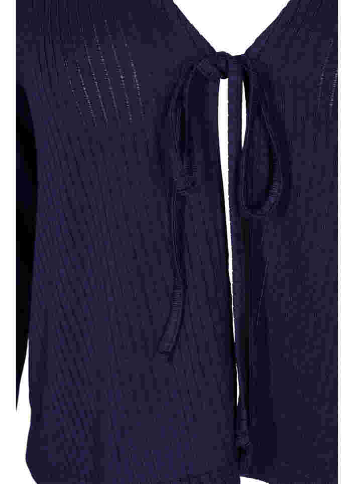 Cardigan mit Rippmuster und Bindeschnüren, Navy Blazer, Packshot image number 2