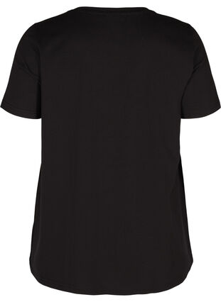 T-Shirt aus Baumwolle mit A-Linie und Aufdruck, Black, Packshot image number 1