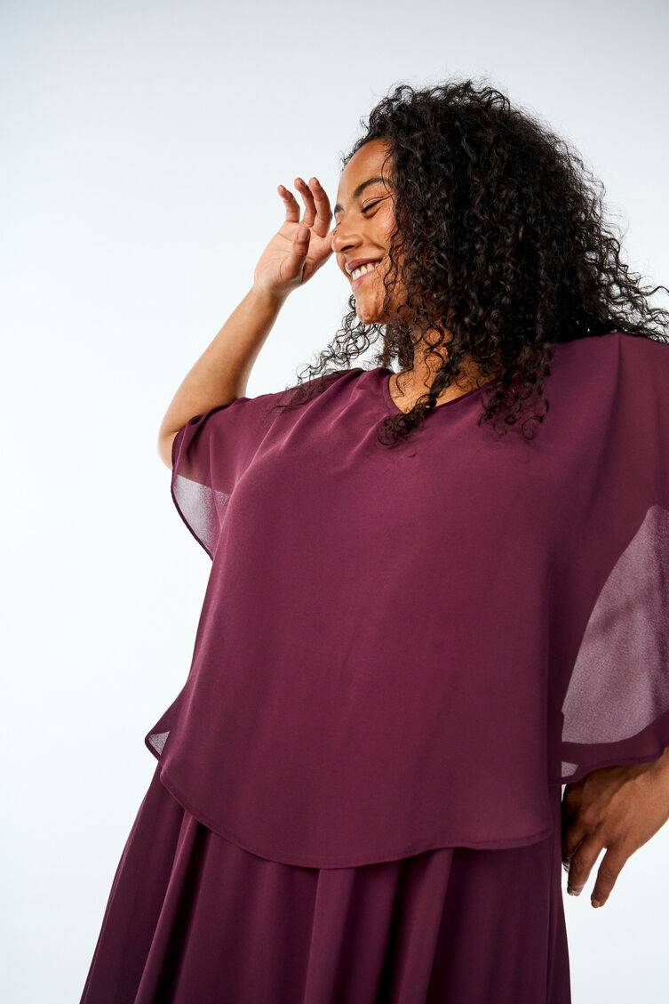 A-Linie Maxikleid mit kurzen &Auml;rmeln, Rot, Image image number 0