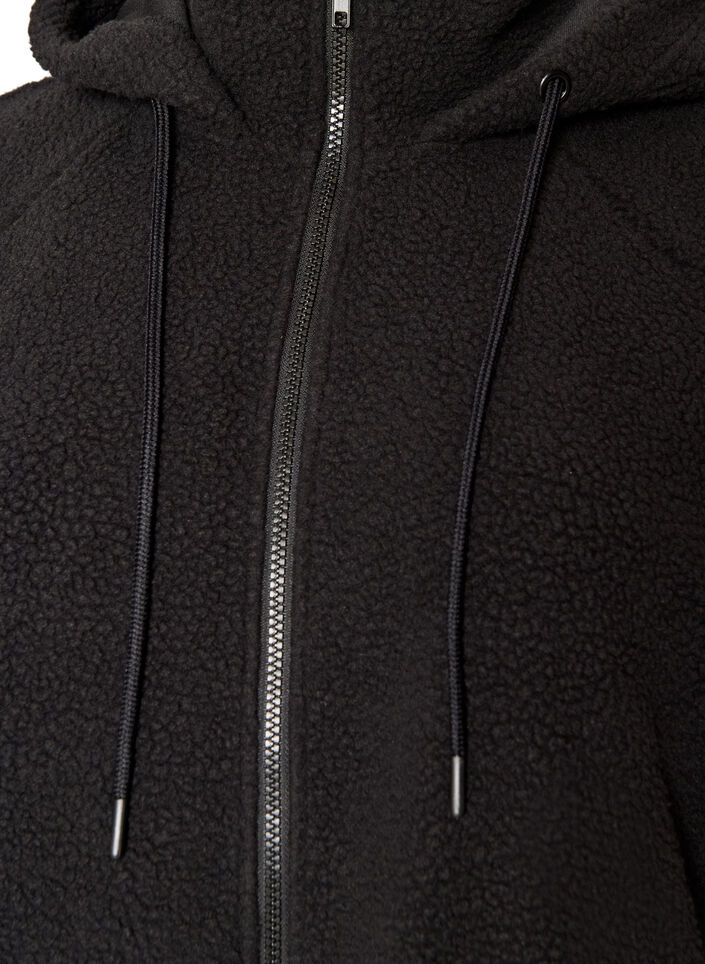 Teddyjacke mit Kapuze und Rei&szlig;verschluss, Schwarz, Packshot image number 2