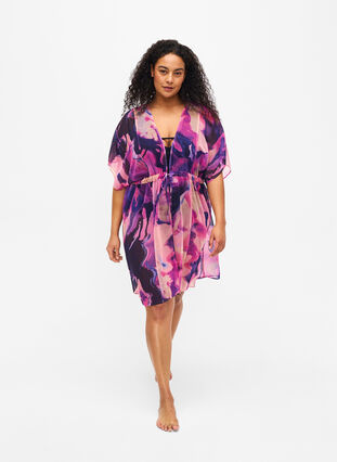 Strand-Kimono mit Druck, Purple Swirl, Model image number 2