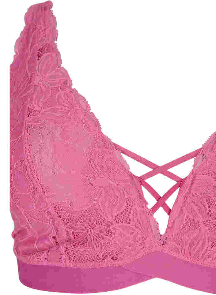 Support the breasts - Spitzen-BH mit String-Details, Rose, Packshot image number 2