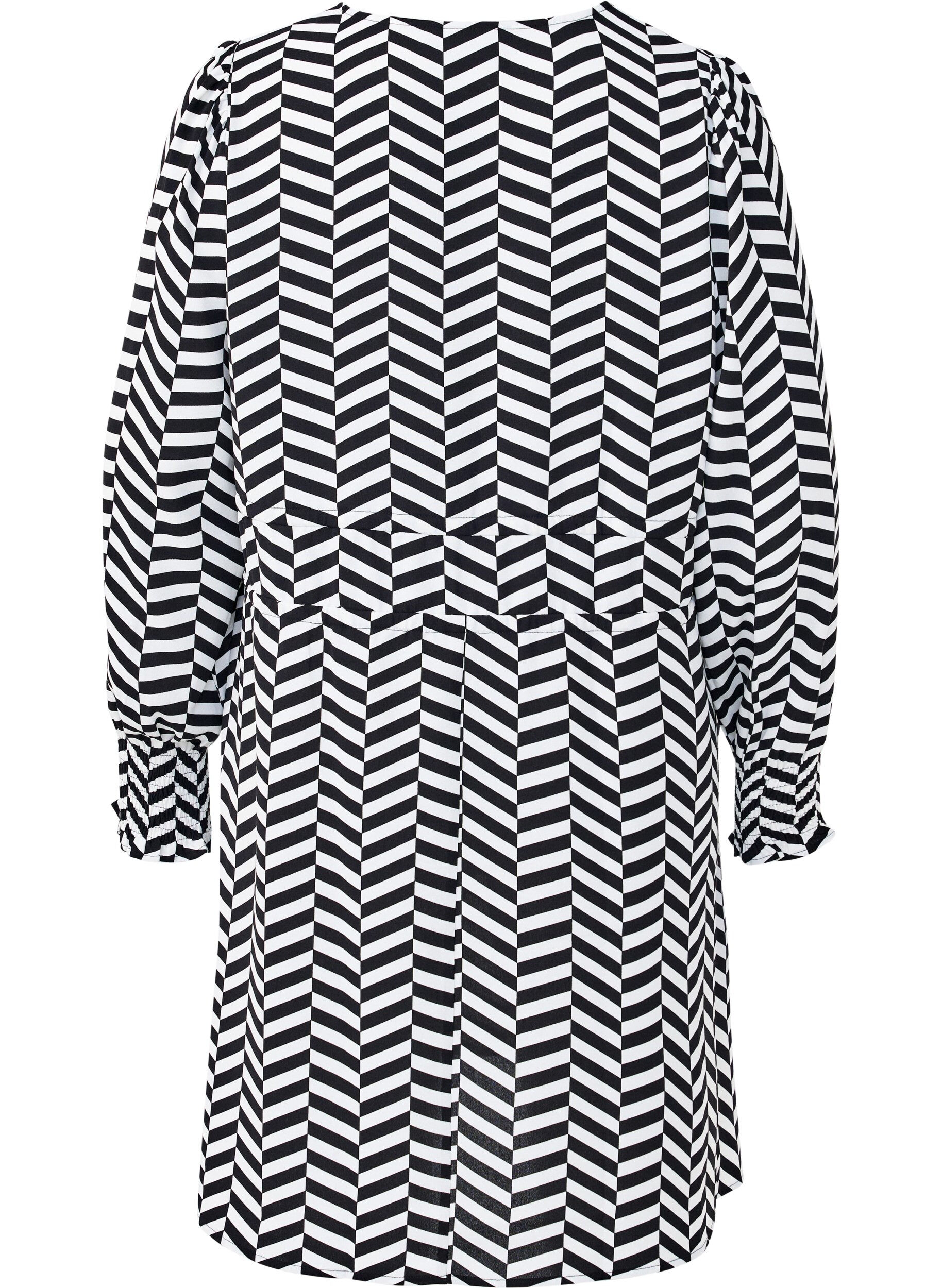 Zizzi Kleid mit Bindeg&uuml;rtel in der Taille, Schwarz, Packshot image number 1