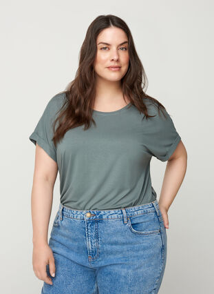 T-Shirt mit Rundhals, Balsam Green, Model image number 0