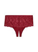 Schrittfreier Hipster-String mit Spitze und hoher Taille, Rot, Packshot image number 0
