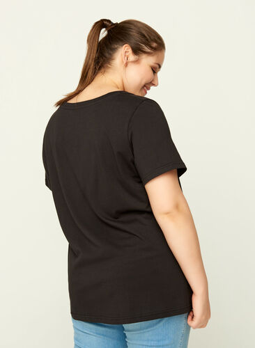 Kurzarm T-Shirt mit Print, Black, Model image number 1