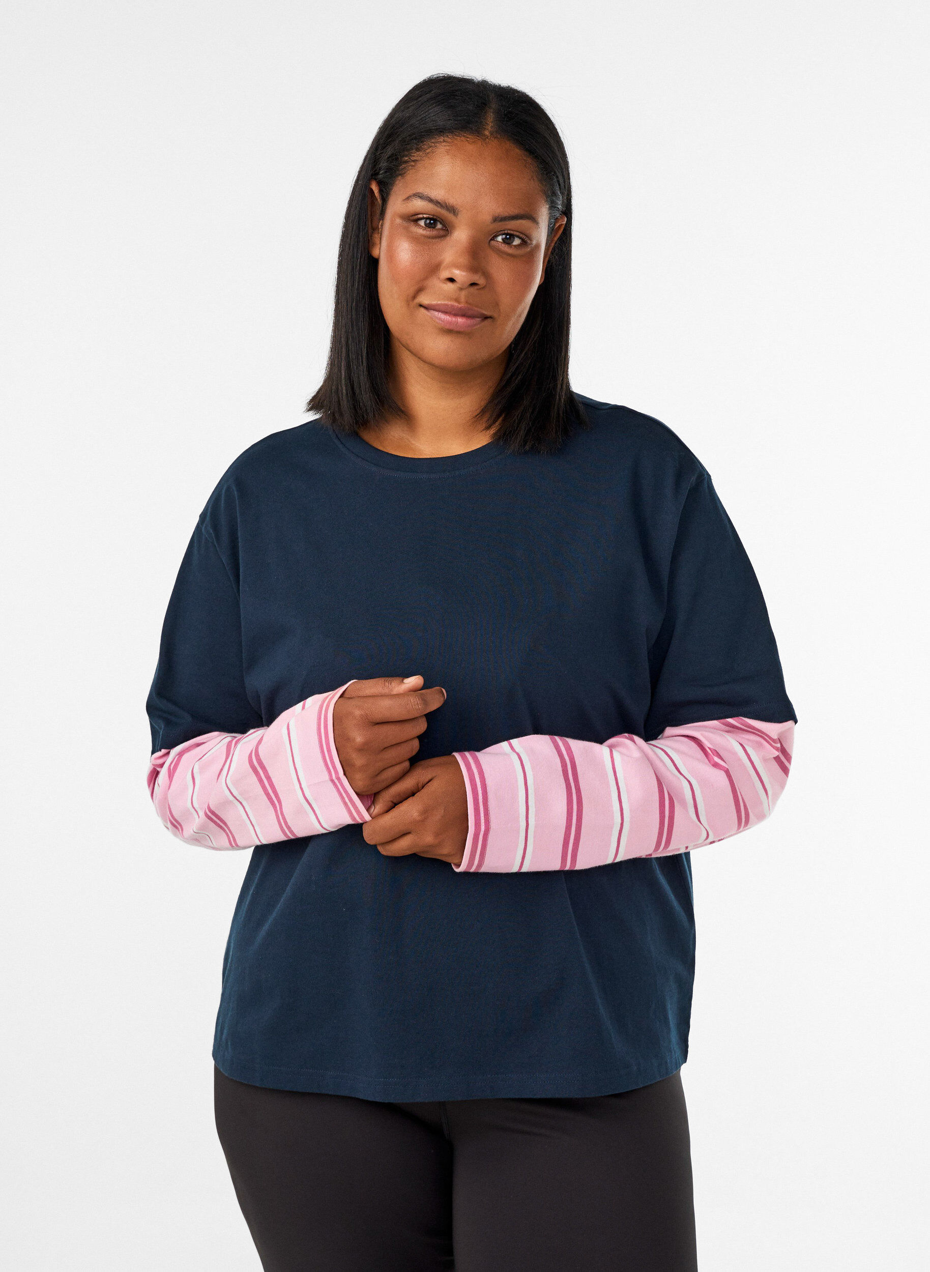 ZizziT-Shirt mit sportlichem Lagenlook, Blau, Model image number 0