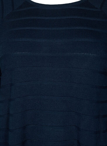 Gestrickte Bluse mit ton-auf-Ton Streifen, Navy Blazer, Packshot image number 2
