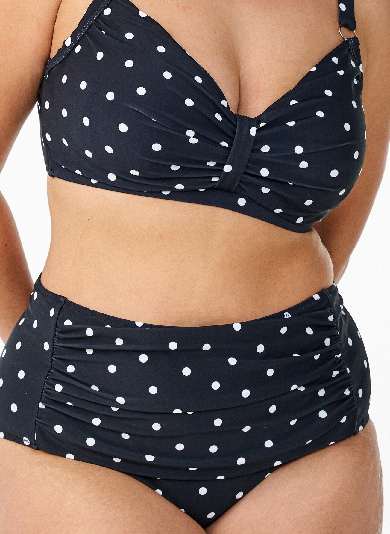 ZizziHoch taillierte Bikinihose mit Polka Dots, Schwarz, Packshot image number 2