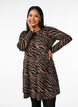 Langärmeliges Kleid mit Rundhalsausschnitt und Zebraprint, Walnut Zebra, Model image number 0