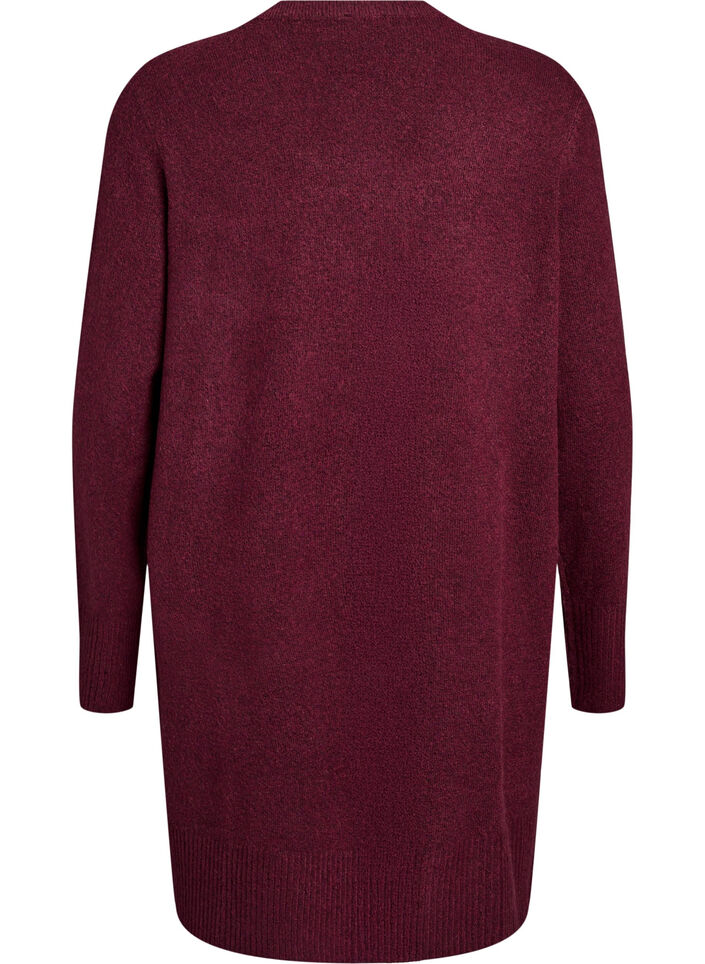 Strickjacke mit Rippenstrick und Taschen, Dunkles Bordeaux, Packshot image number 1