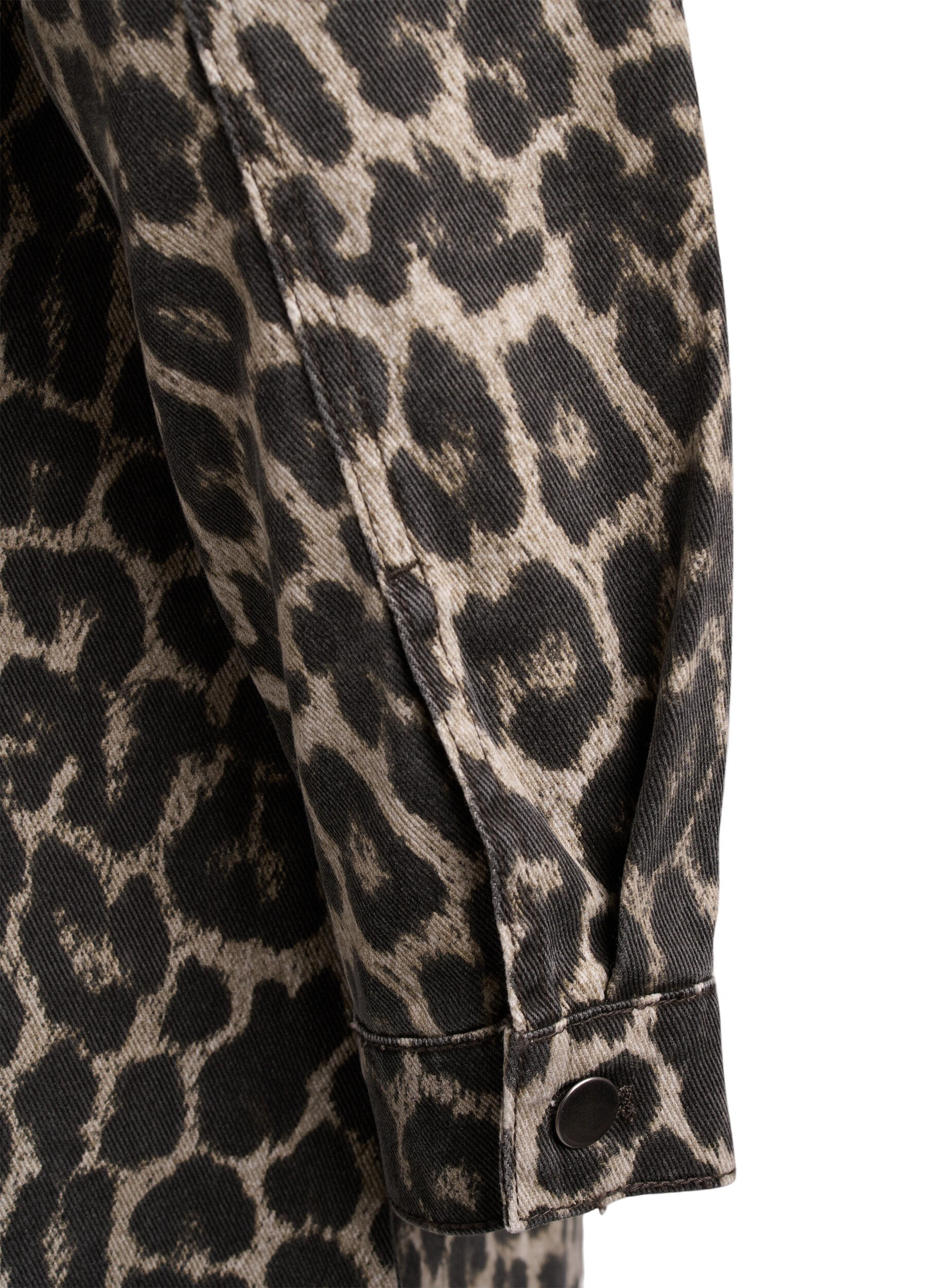 Zizzi Jeanskleid mit Leopardenmuster und langen &Auml;rmeln, Braun, Packshot image number 3