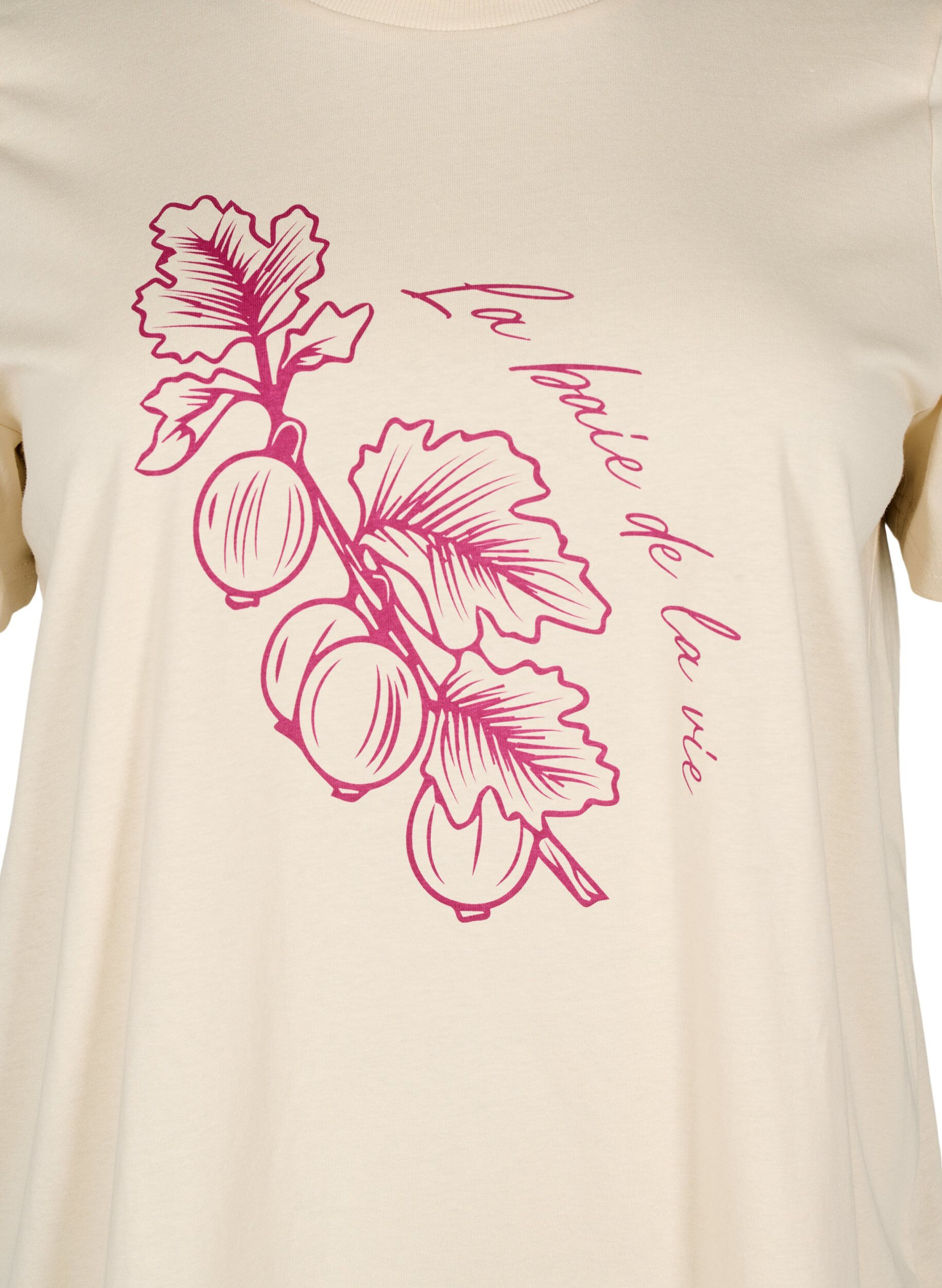 Zizzi T-Shirt aus Baumwolle mit Print, Beige, Packshot image number 2