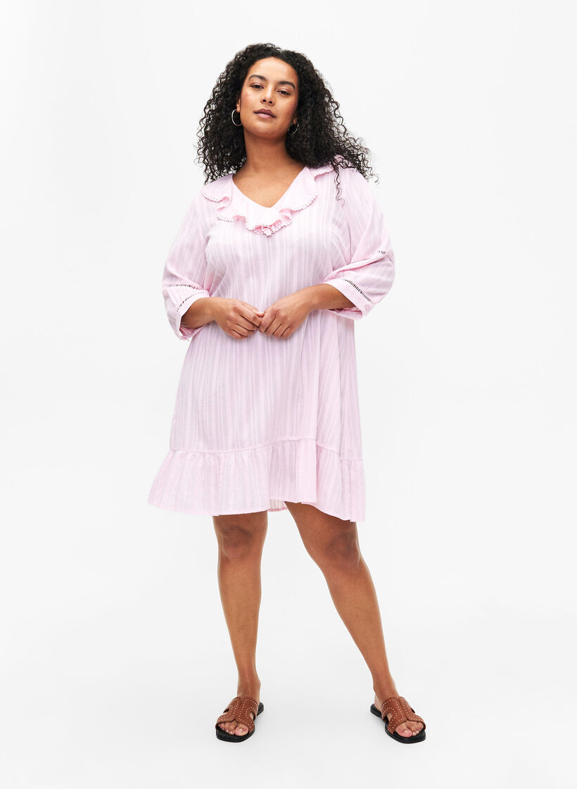 Kleid aus Baumwoll-Viskose-Mix mit 3/4-Ärmeln, Almond Blossom, Model image number 2