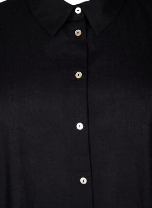 Langes Hemd aus Baumwollmischung mit Leinen, Black, Packshot image number 2
