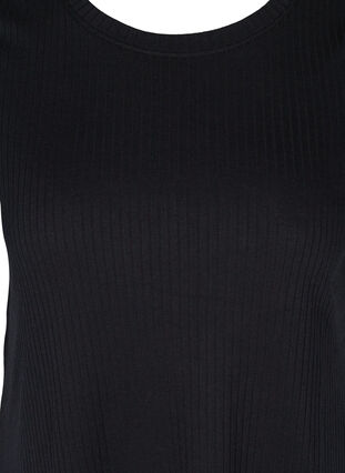 Einfarbiges Ripp T-Shirt mit kurzen Ärmeln, Black, Packshot image number 2
