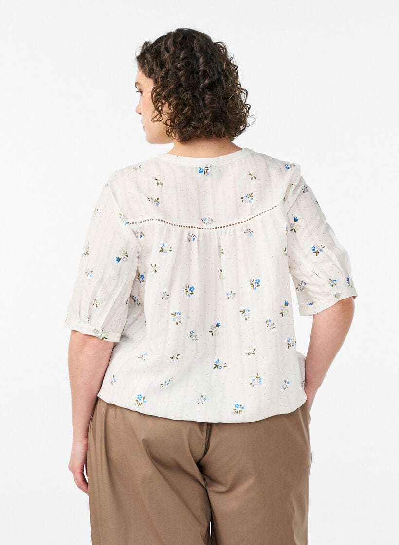 Bluse mit Print und 1/2-&Auml;rmeln, Vanille, Model image number 2